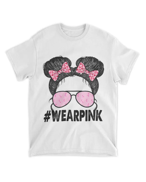 breast cancer awareness Messy bun glasses wear pink cute