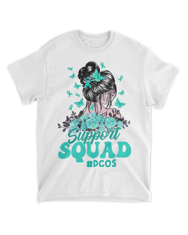 Support Squad Messy Bun Butterfly Teal Ribbon PCOS