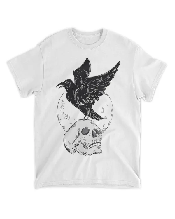 The Raven and the Skull Creepy Crow Gothic Witch Design
