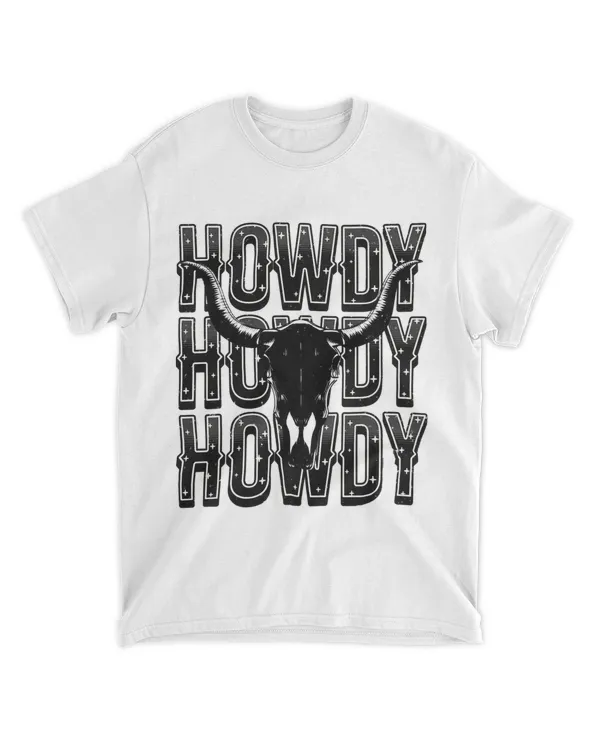 Cow Bull Skull Howdy Cowboy Cowgirl Western Country Music