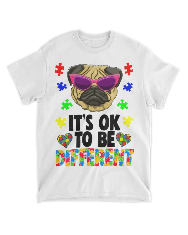 Its Okay To Be Different Pug Head TShirts Autism Awareness