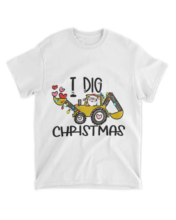 Kids I Dig Christmas Santa Lover Excavator Backhoe Xmas Vibes