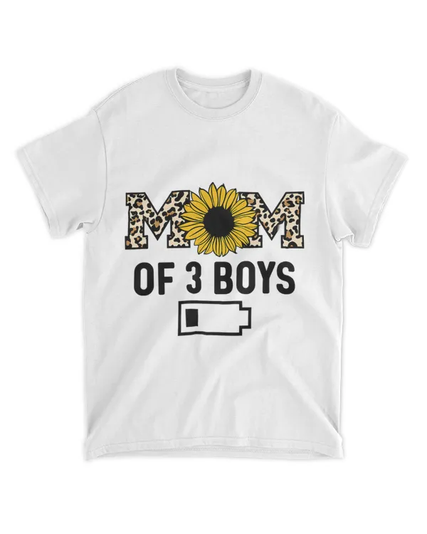 Mom of 3 Boys Battery Leopard Sunflower Mothers Day Present