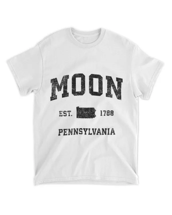 Moon Pennsylvania PA Vintage Sports Design Black Print