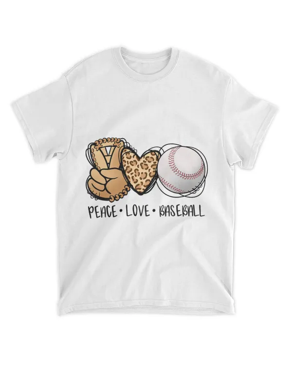 Peace Love Baseball Mom Leopard Print Cheetah Pattern