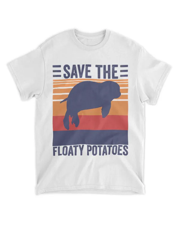 Save The Floaty Potatoes Funny Vintage Chubby Manatee