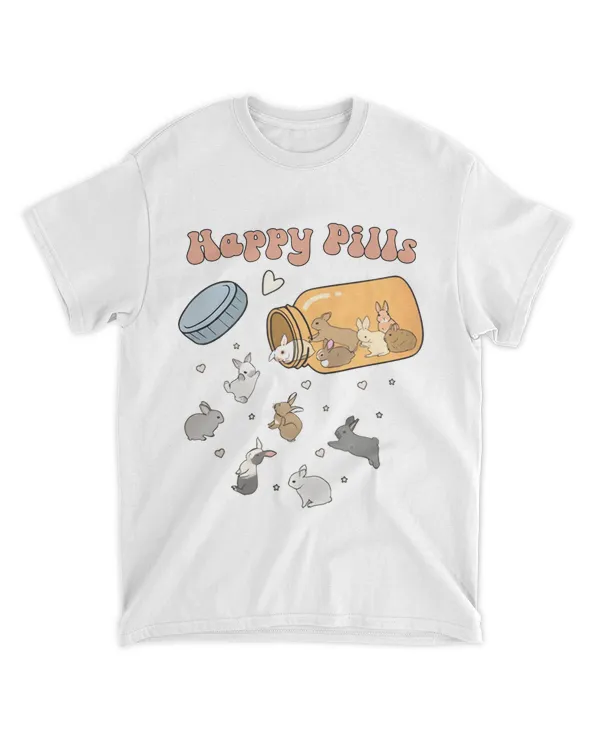 Cute Bunny Happy Pills Medicine T Shirt