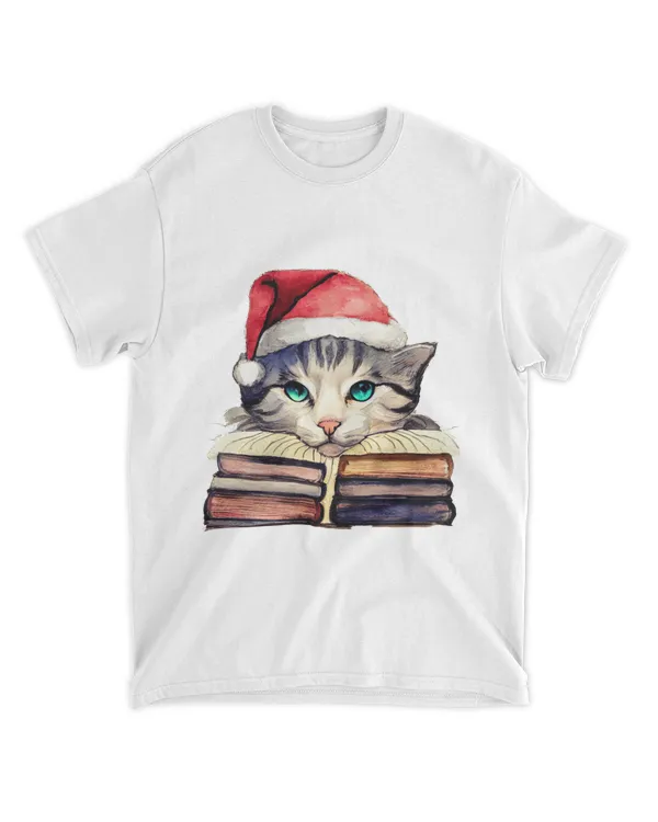 Christmas Cat Face with Books QTCAT202211080022