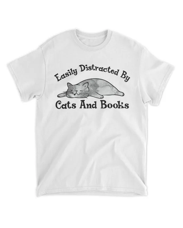 Easily Distracted By Cats And Books QTCAT021222A5