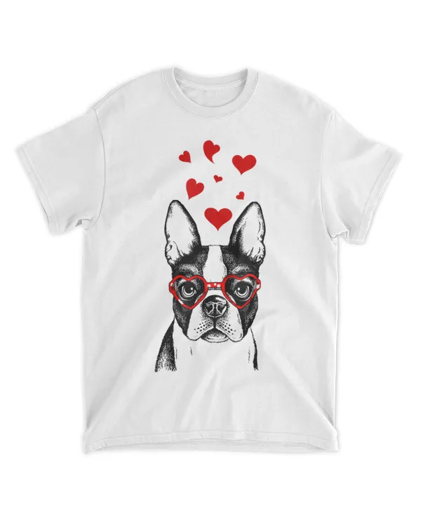 Boston Terrier Heart Glasses Funny Cute Dog Valentine's Day HOD110123BT86