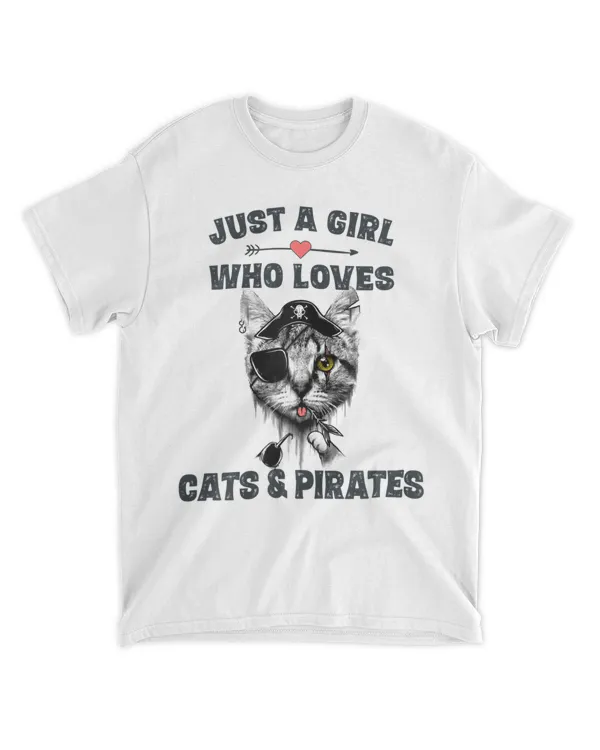 Cat Pirate Eyepatch Shirt Funny Cats Lover Saying Gift Girls HOC290323A3