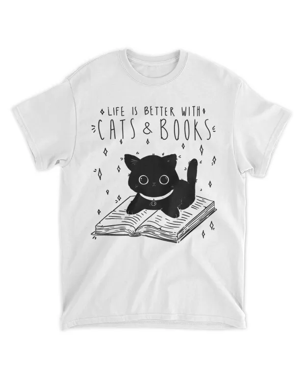 Life is better with Cats & Books Lover Book Nerd Librarian HOC040423A9