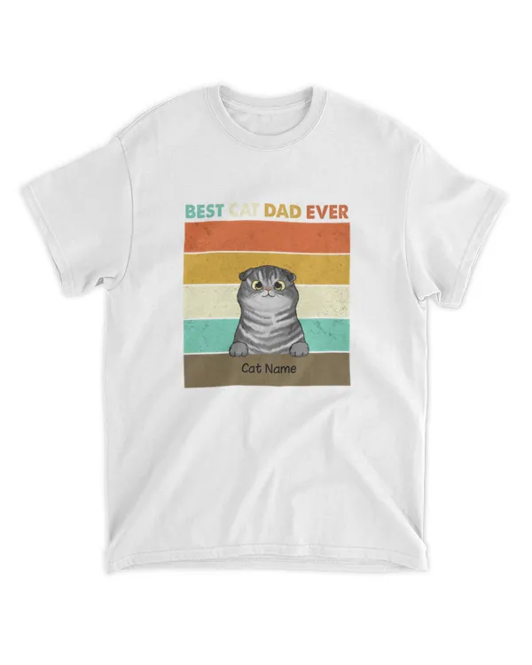 Fluffy Cat Best Cat Dad Retro Personalized Shirt, Gift For Dad, Cat Lover Shirt