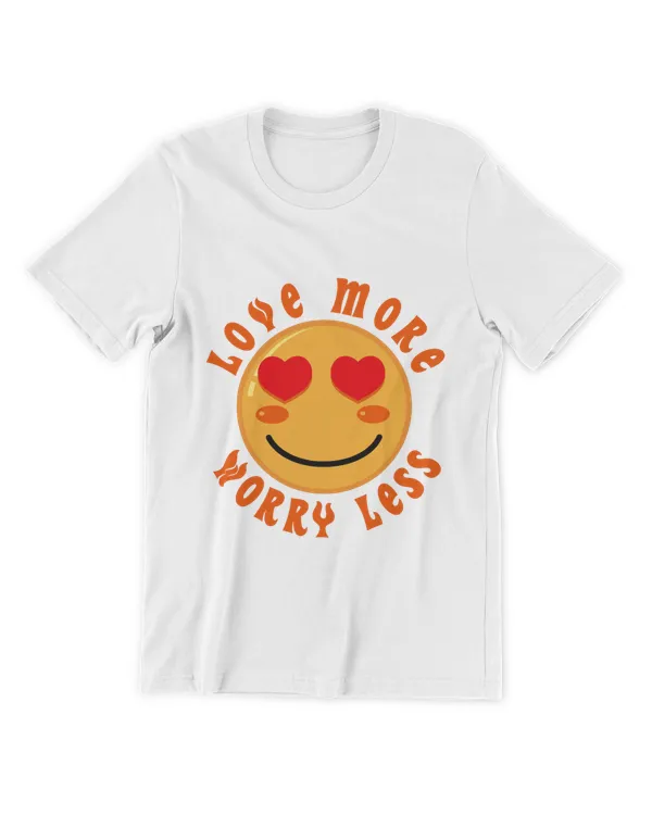 RD Groovy Valentines Hippie Smile Shirt, Love More Worry Less Shirt, Smiley Face Shirt