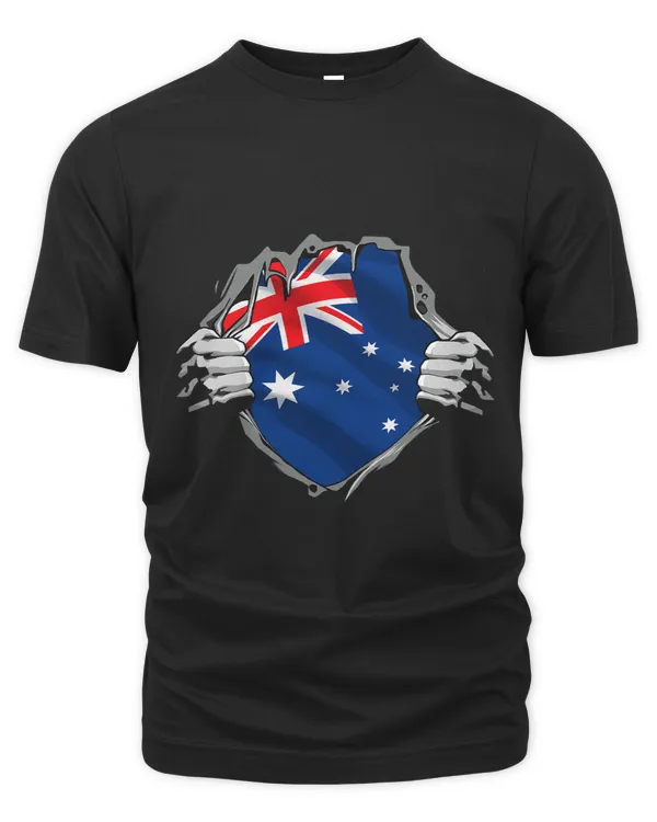 Superhero Australia Flag Aussie Hands Opening Shirt Chest