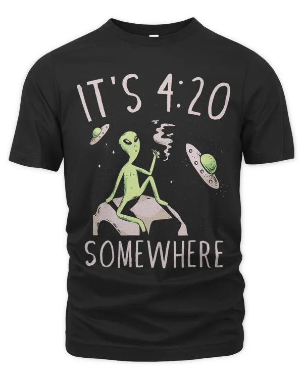 Funny Weed Joint Smoking Moon Alien Its 420 Somewhere