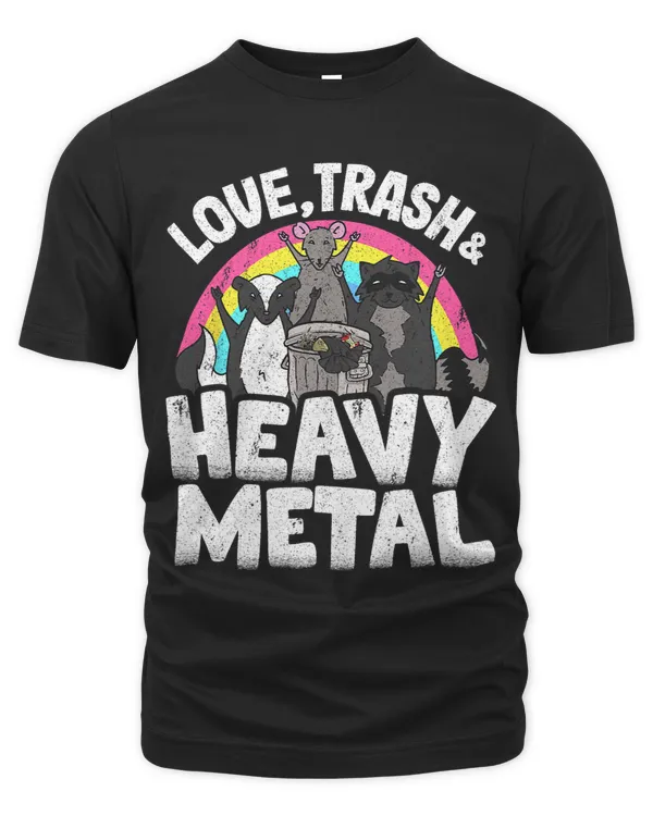 Love Trash Heavy Metal Raccoon Rat Punk Band Metal Rainbow