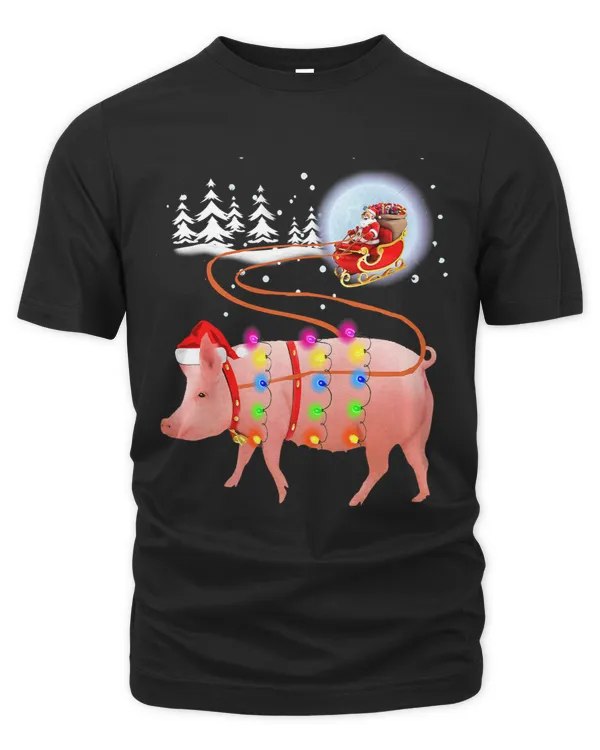 Pig Christmas Lights 2Pig With Santa Hat Xmas