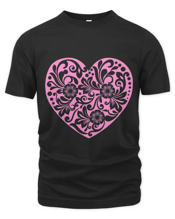 Pink Heart with Flowers Cut Out Cute Valentine Fav
