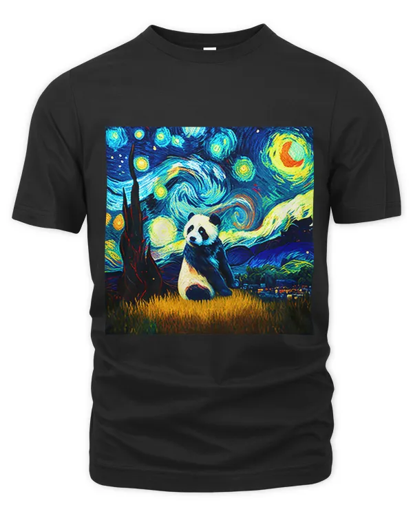 Panda Funny Van Gogh Starry Night Animal Cute Mens Kids Funny Clothes Goods Gift