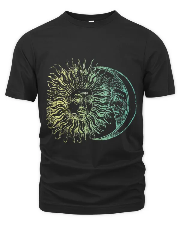 Sun and Moon Equinox Old Illustration Worn Color