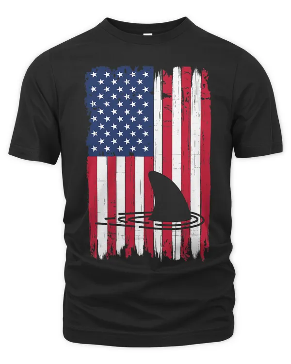 Shark Fin Ocean Silhouette American Flag USA Patriotic