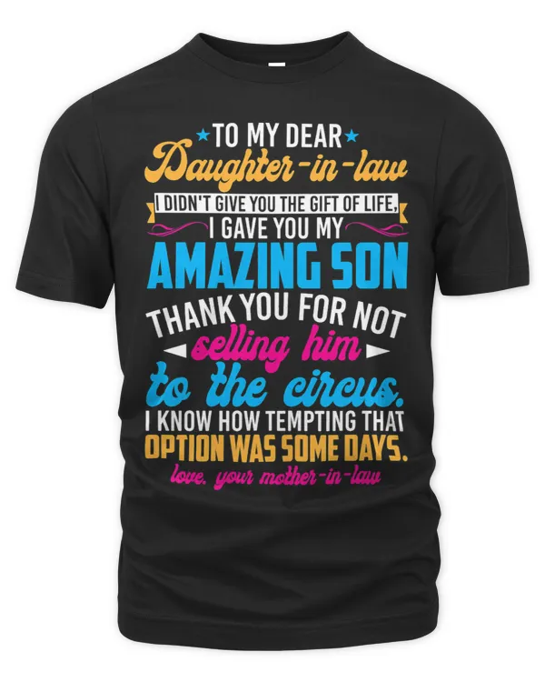 Womens To My Dear Daughterinlaw Funny Motherinlaw