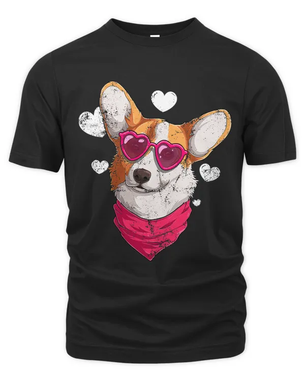 Welsh Corgi Face Heart Glasses Corgi Valentine Corgi Breed