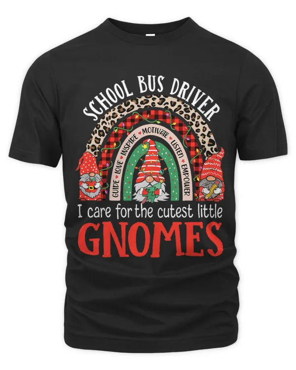 School Bus Driver Gnomes Students Rainbow Funny Christmas