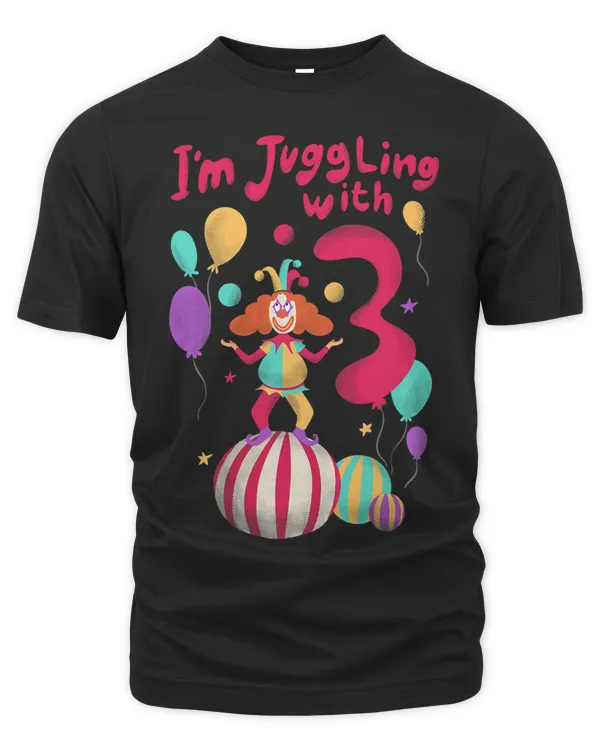 Circus Birthday Clown Juggling Design for a 3rd Birthday Kid