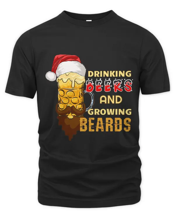 Funny Christmas Santa Drinking Beers And Growing Beards