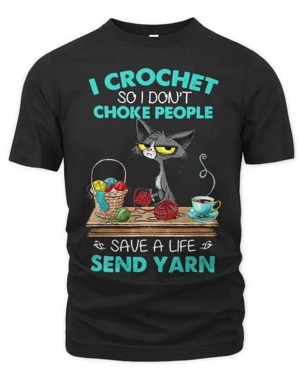 I Crochet So I Dont Choke People Cute Black Cat Knit Vintage
