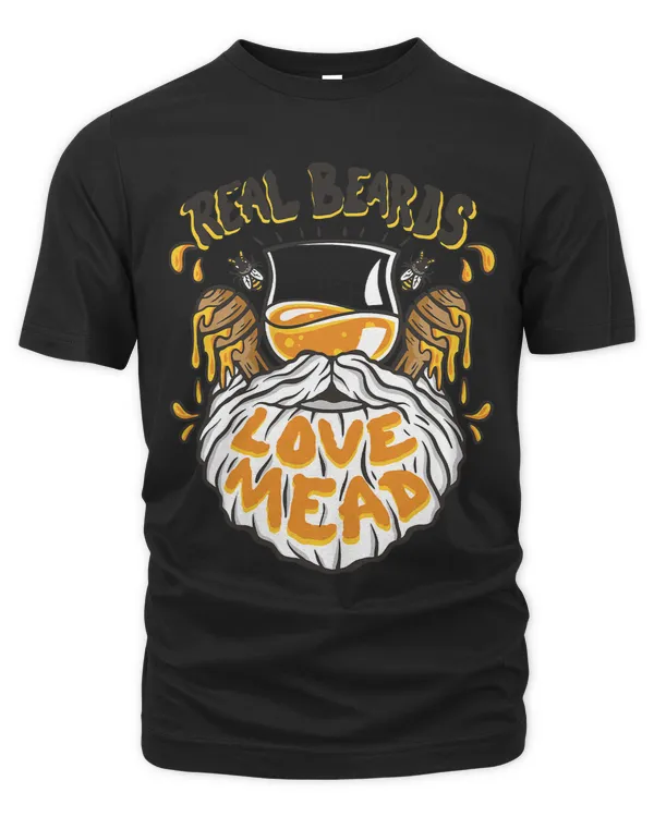 Funny Real Beards Love Mead Honey Bees Swig Down