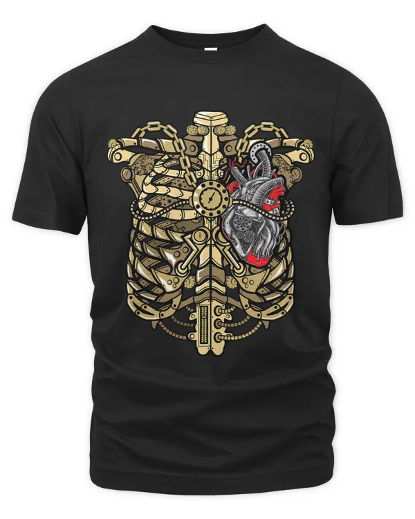 Steampunk Shirt Victorian Mechanical Heart Chest Steampunk