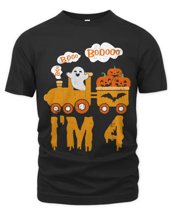 Halloween Train Boo Ghost Pumpkin Im 4 Year Old Toddler Tee