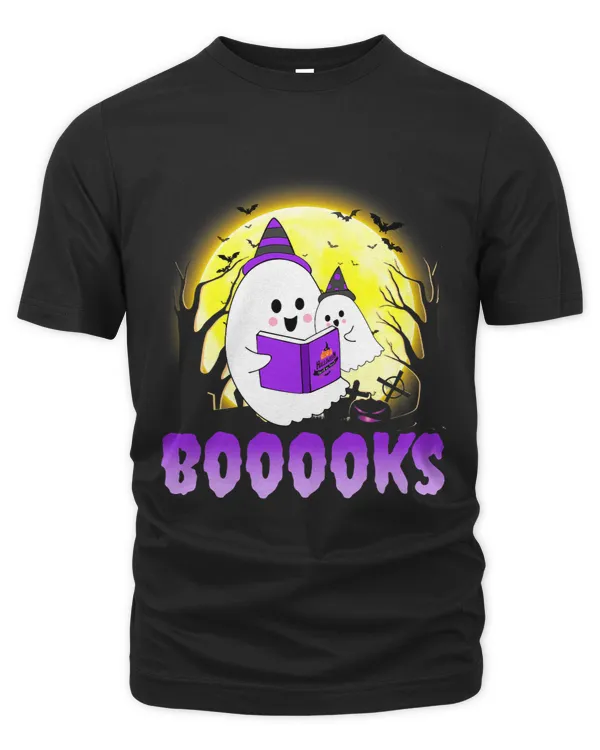 Cute Ghost Book Reading Teacher Halloween The Moon Funny