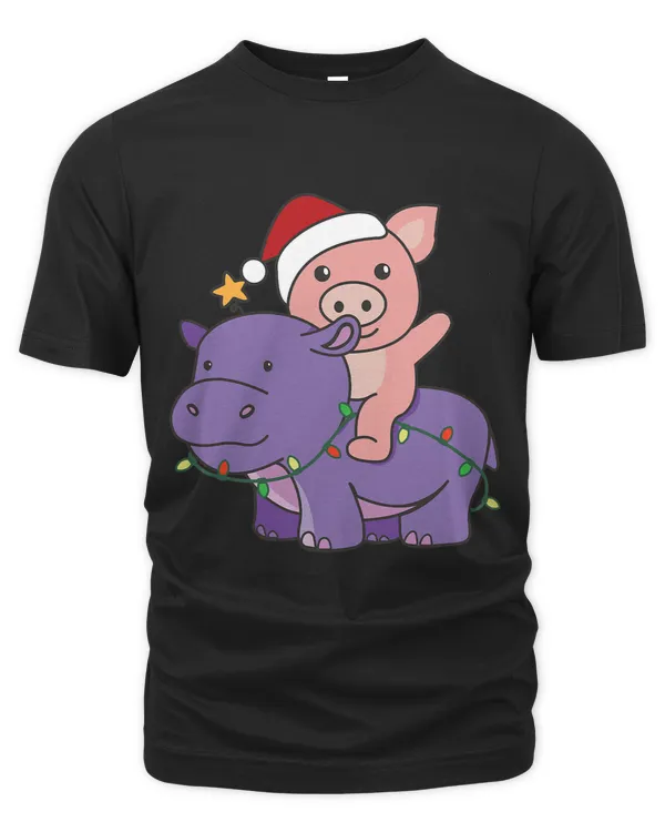 Christmas Hippo Pig Merry Christmas Hippopotamus Pig