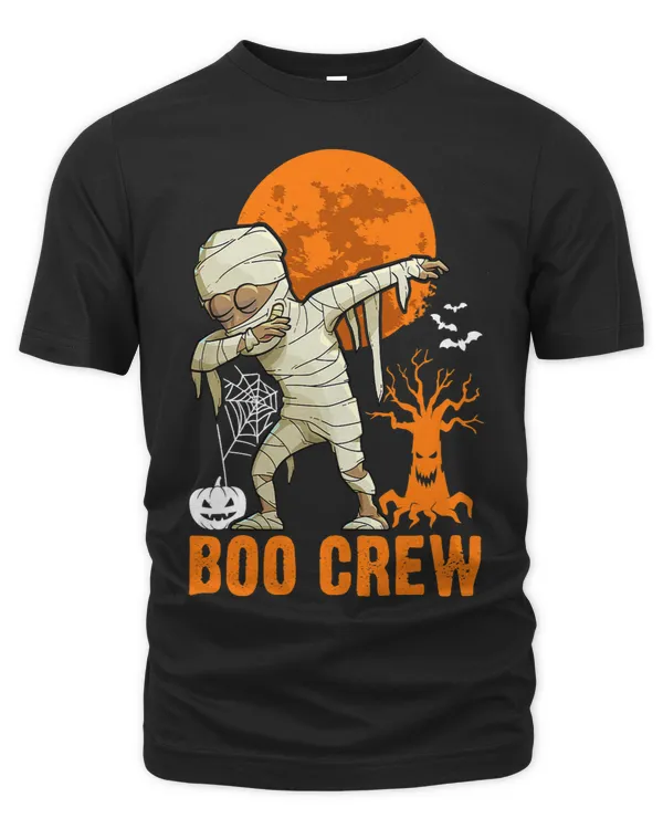 Dabbing Mummy Halloween Orange Moon Boo Crew