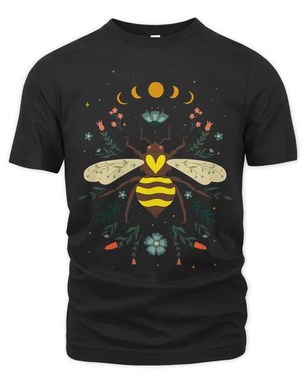 Aesthetic Bee With Flower And Moon Phase Celestial Beekeeper
