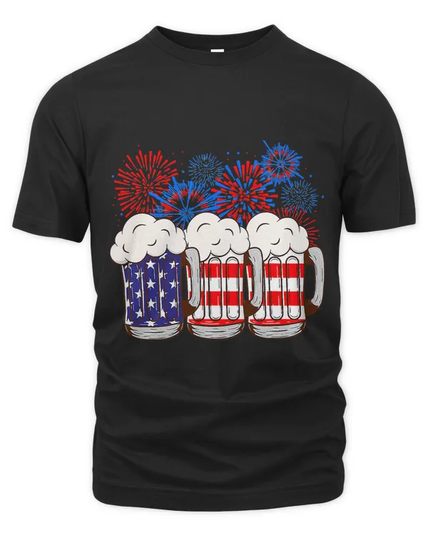 Beer Mug American Flag Fireworks Happy 4th Of July Drinking