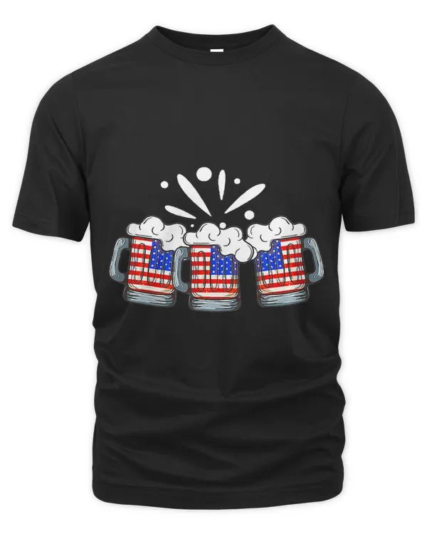 Beer US American Flag Patriotic 4th Of July Funny Drinking