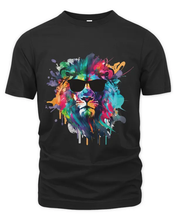 African Lion s Cool Water Color s Lion with Sun Glasses