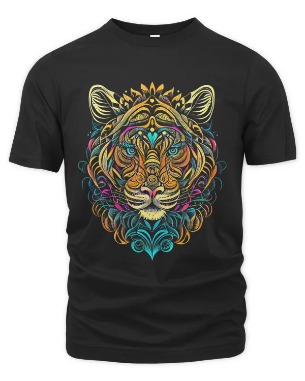 African Tiger Face Head Colorful Mandala Jungle Animal