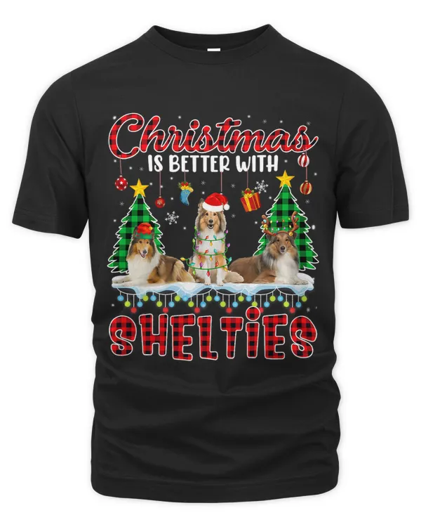 Christmas Is Better With Shelties Santa ELF Reindeer Plaid