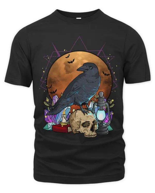 Black Crow Raven Skull Moon Spooky Night Crow Gothic