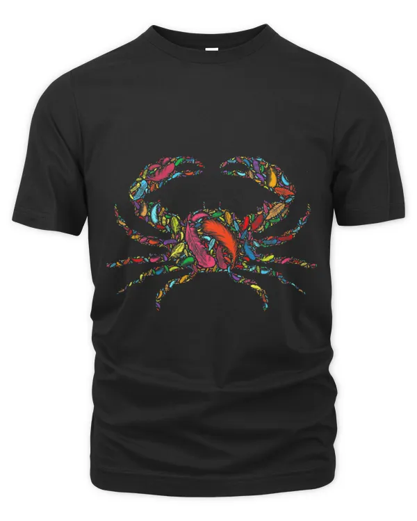 Colorful Red Green Blue Yellow Purple Bird Feather 2Crab