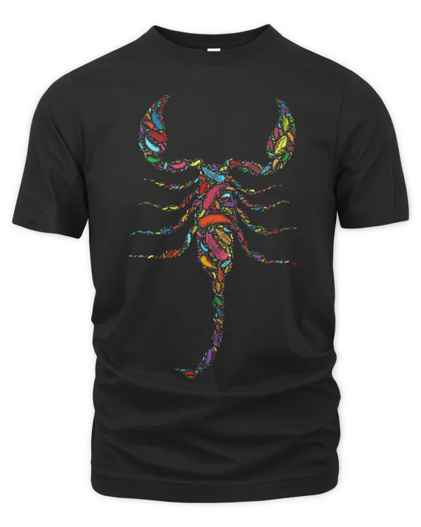 Colorful Red Green Blue Yellow Purple Bird Feather Scorpion