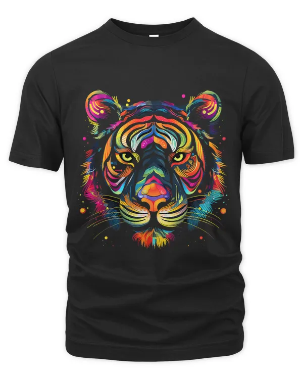 Colorful Tiger Face Wild Animal Art Cool Big Cats Black