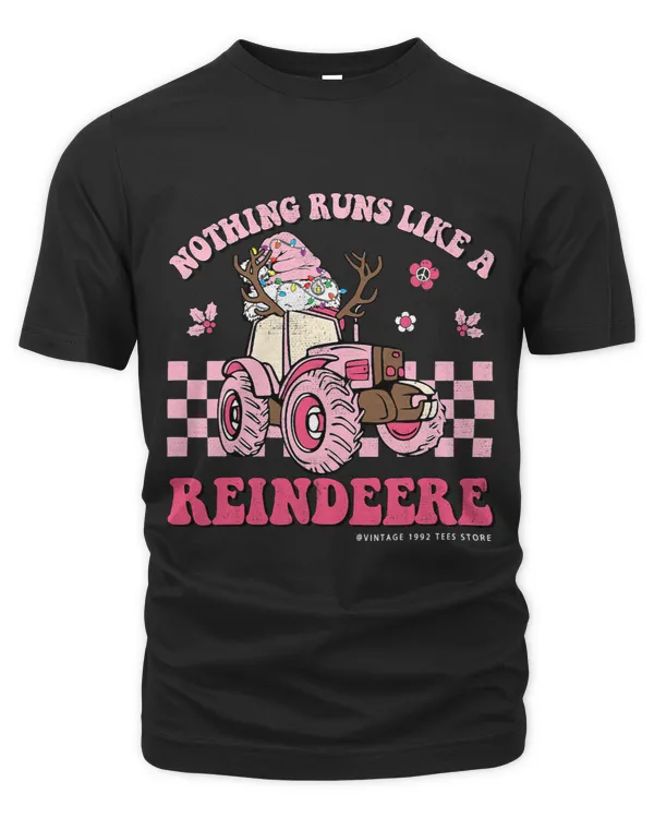Groovy Retro Nothing Runs Like A Reindeere Christmas Tractor