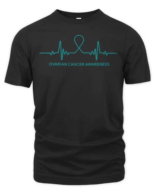 Ovarian Cancer Awareness Ribbon Heartbeat Tee Gift
